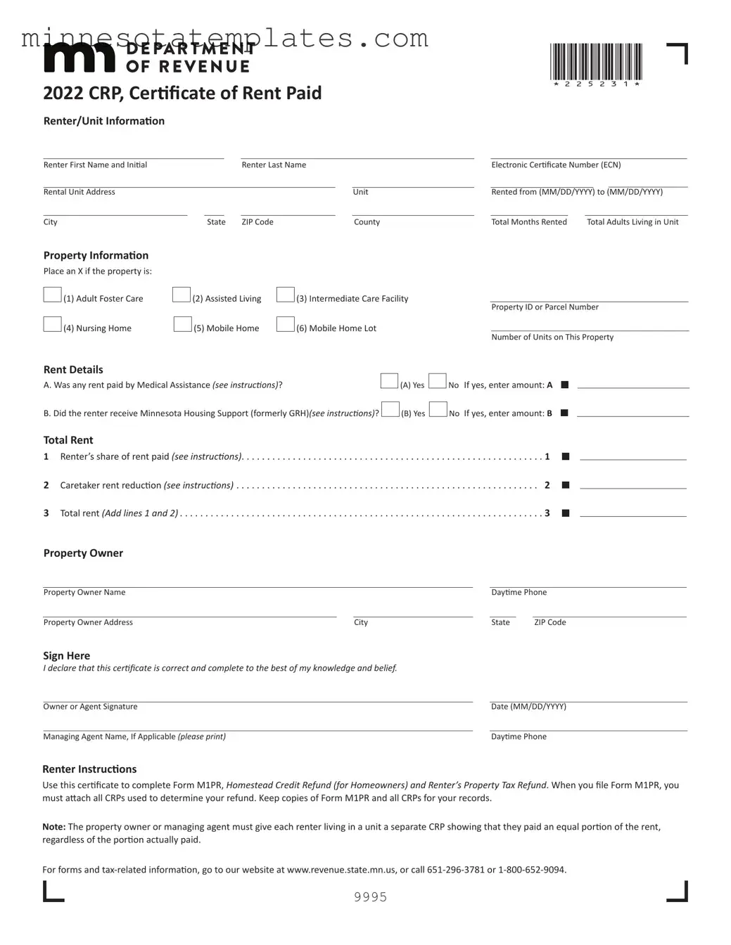 Blank Minnesota Crp Template
