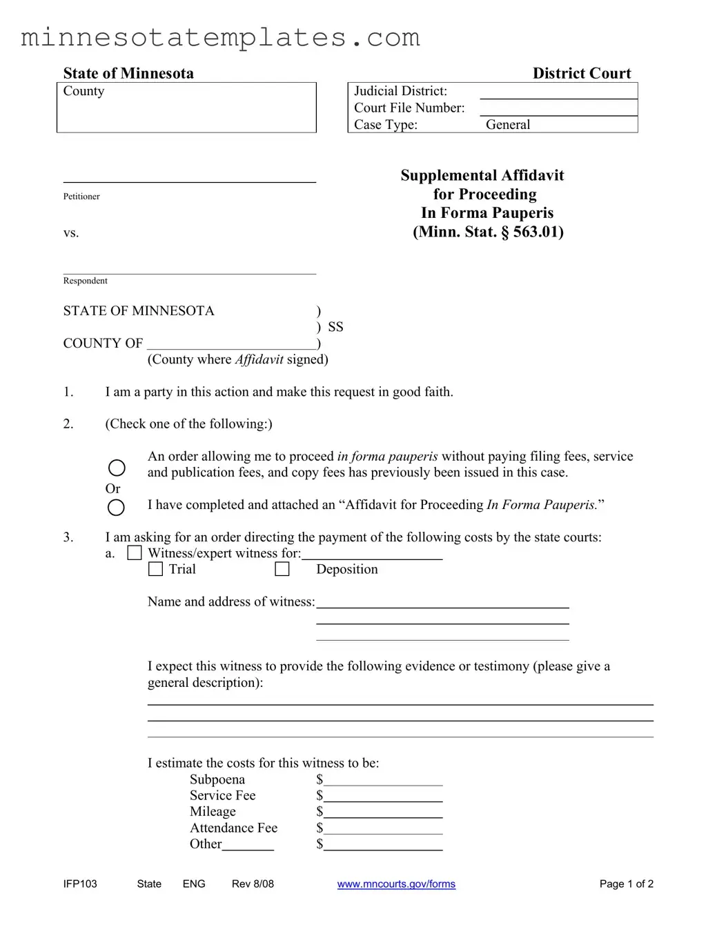 Blank Minnesota Ifp103 Template