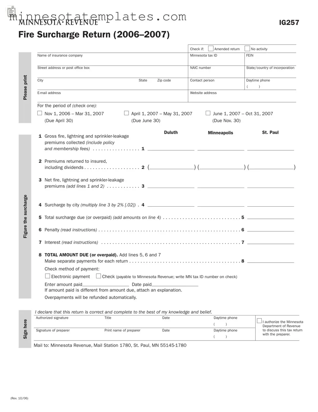Blank Minnesota Ig257 Template