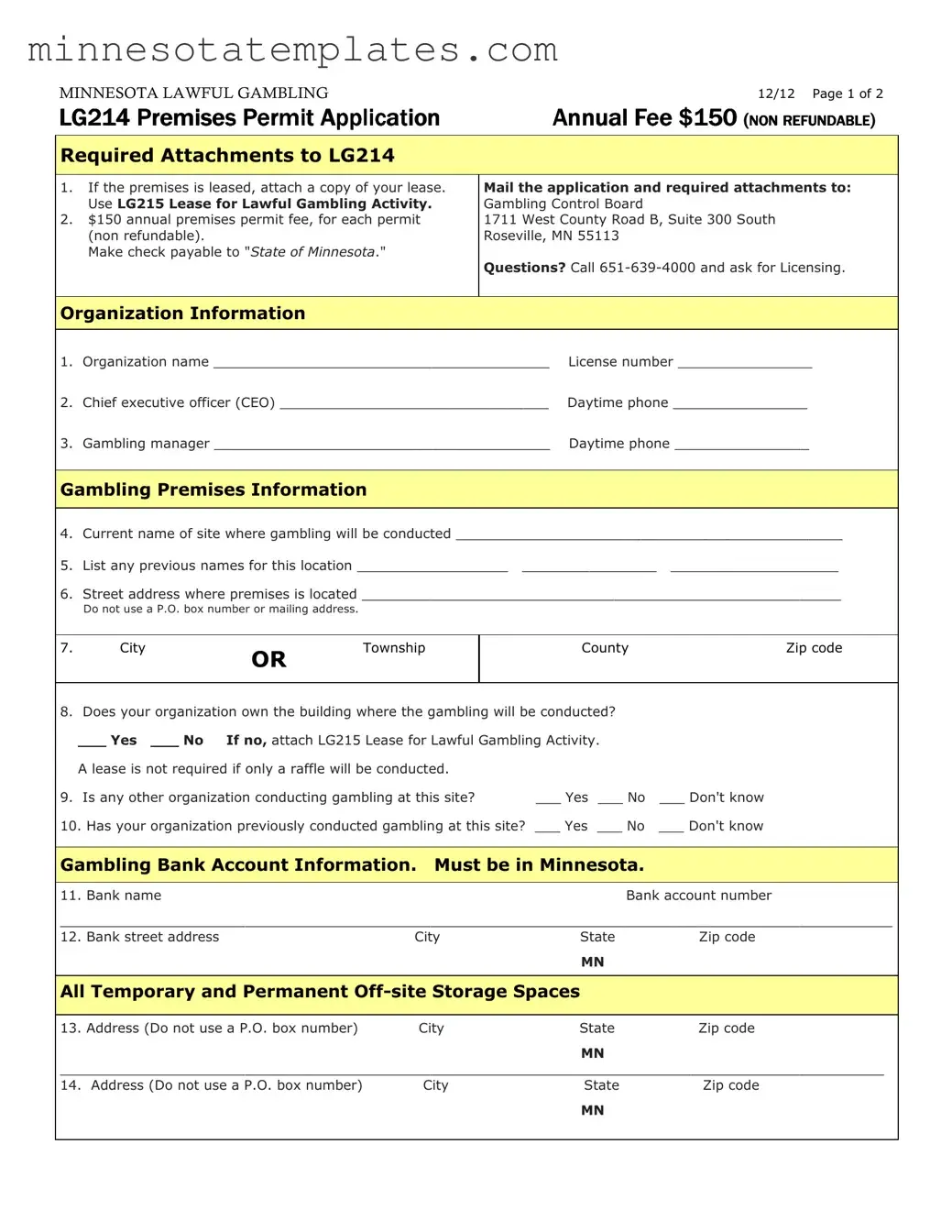 Blank Minnesota Lg214 Template