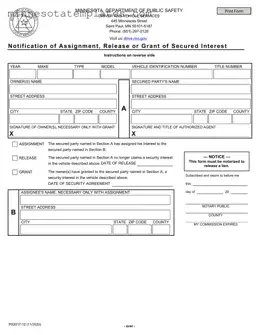 Blank Minnesota Notification Of Assignment Template