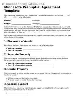 Valid Prenuptial Agreement Form for the State of Minnesota