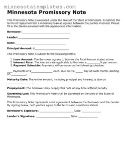 Valid Promissory Note Form for the State of Minnesota