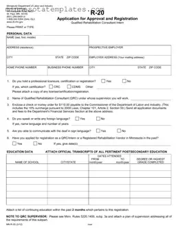 Blank Minnesota R 20 Template