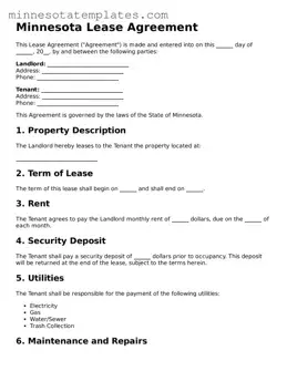 Valid Lease Agreement Form for the State of Minnesota